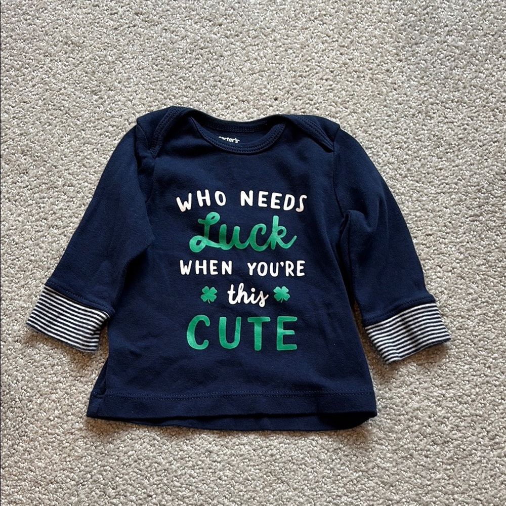 Carter's Long Sleeve Blue and White Tee